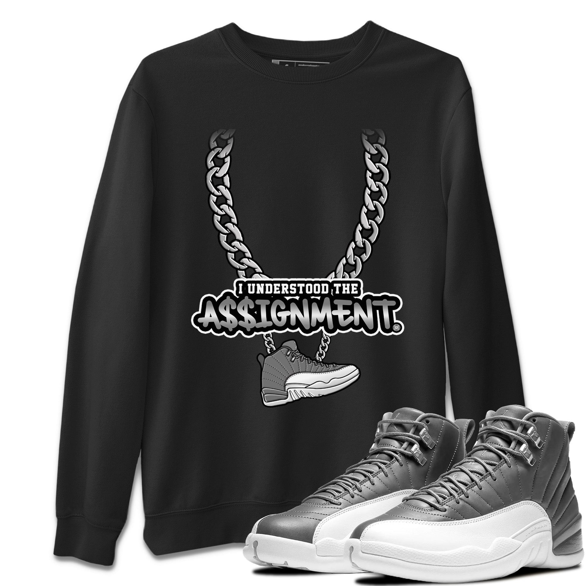 Jordan 12 Stealth Sneaker Match Tees Understood Assignment Sneaker Tees Jordan 12 Stealth Sneaker Release Tees Unisex Shirts