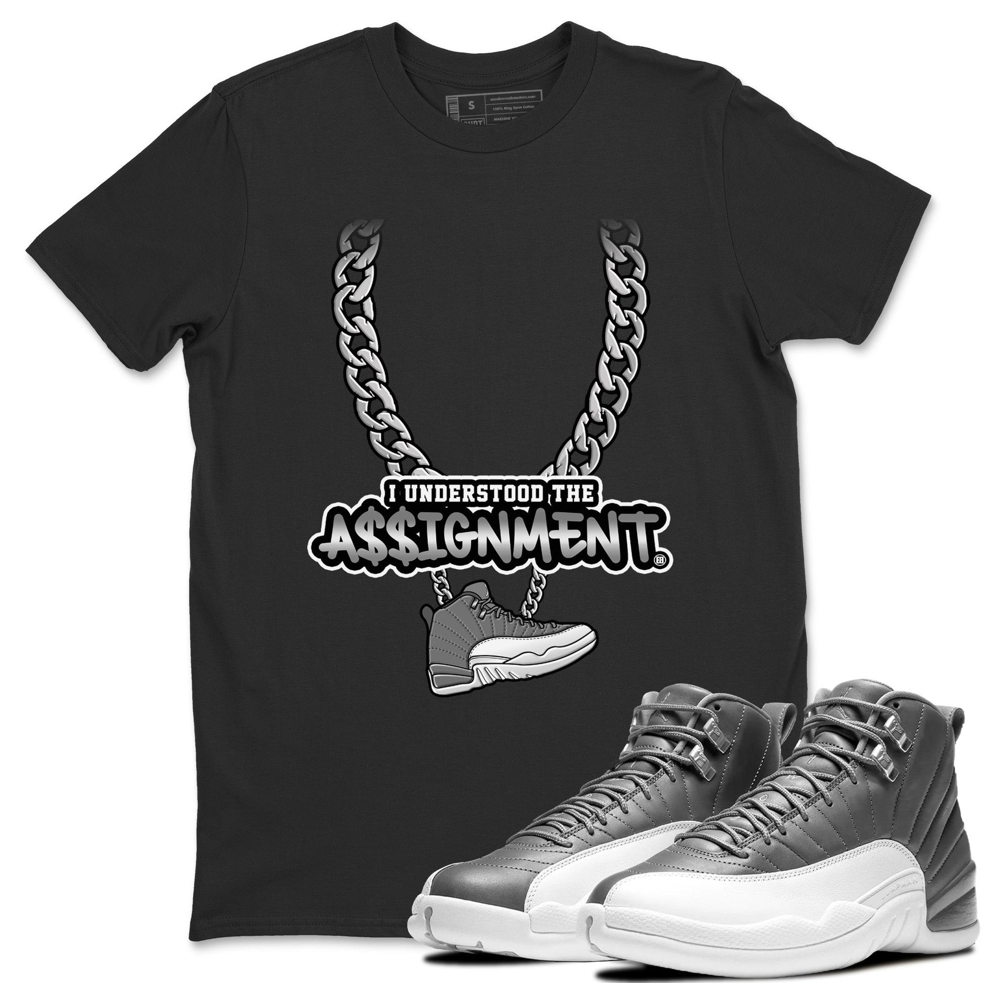 Jordan 12 Stealth Sneaker Match Tees Understood Assignment Sneaker Tees Jordan 12 Stealth Sneaker Release Tees Unisex Shirts