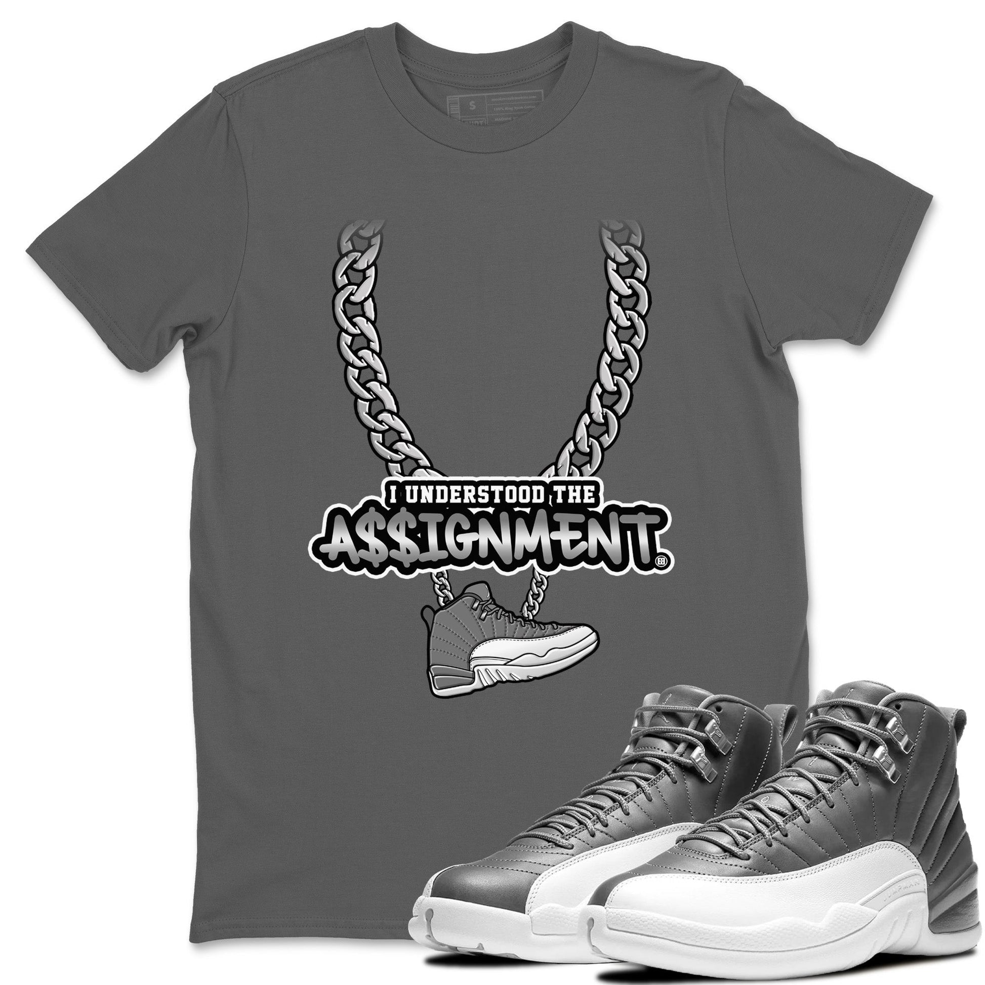 Jordan 12 Stealth Sneaker Match Tees Understood Assignment Sneaker Tees Jordan 12 Stealth Sneaker Release Tees Unisex Shirts