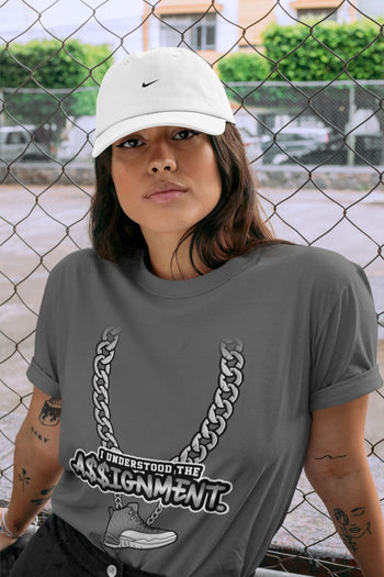Jordan 12 Stealth Sneaker Match Tees Understood Assignment Sneaker Tees Jordan 12 Stealth Sneaker Release Tees Unisex Shirts
