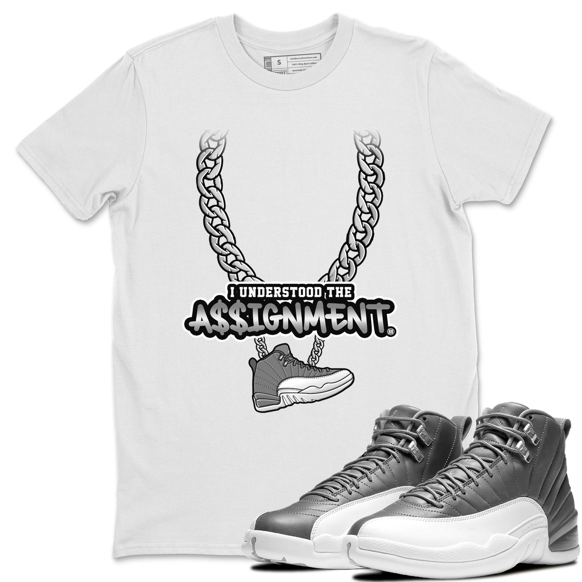 Jordan 12 Stealth Sneaker Match Tees Understood Assignment Sneaker Tees Jordan 12 Stealth Sneaker Release Tees Unisex Shirts