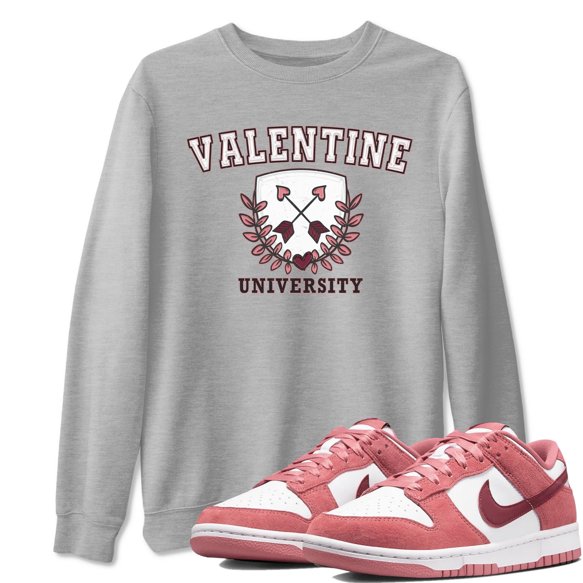 Dunk Valentine's Day shirt to match jordans University sneaker tees Dunks Valentine's Day SNRT sneaker Release Tees unisex cotton Heather Grey 2 crew neck shirt