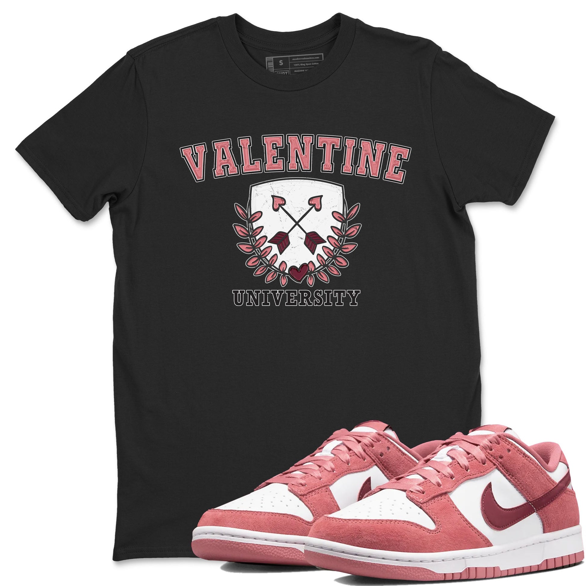 Dunk Valentine's Day shirt to match jordans University sneaker tees Dunks Valentine's Day SNRT sneaker Release Tees unisex cotton Black 1 crew neck shirt