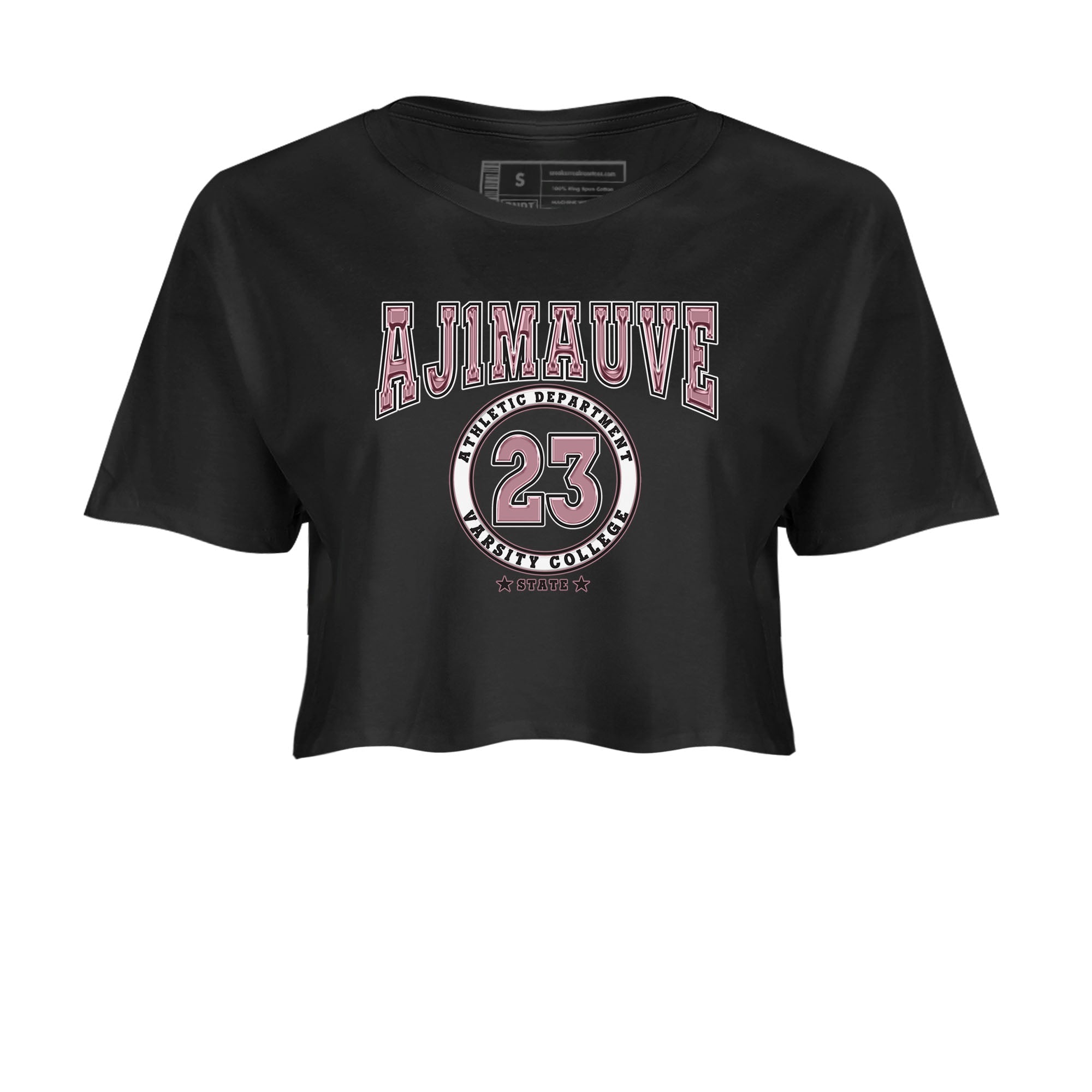 Air Jordan 1 Mauve shirt to match jordans Varsity sneaker tees AJ1 Mauve SNRT Sneaker Tees Sneaker Matching Clothing Brand Black 2 Crop T-Shirt