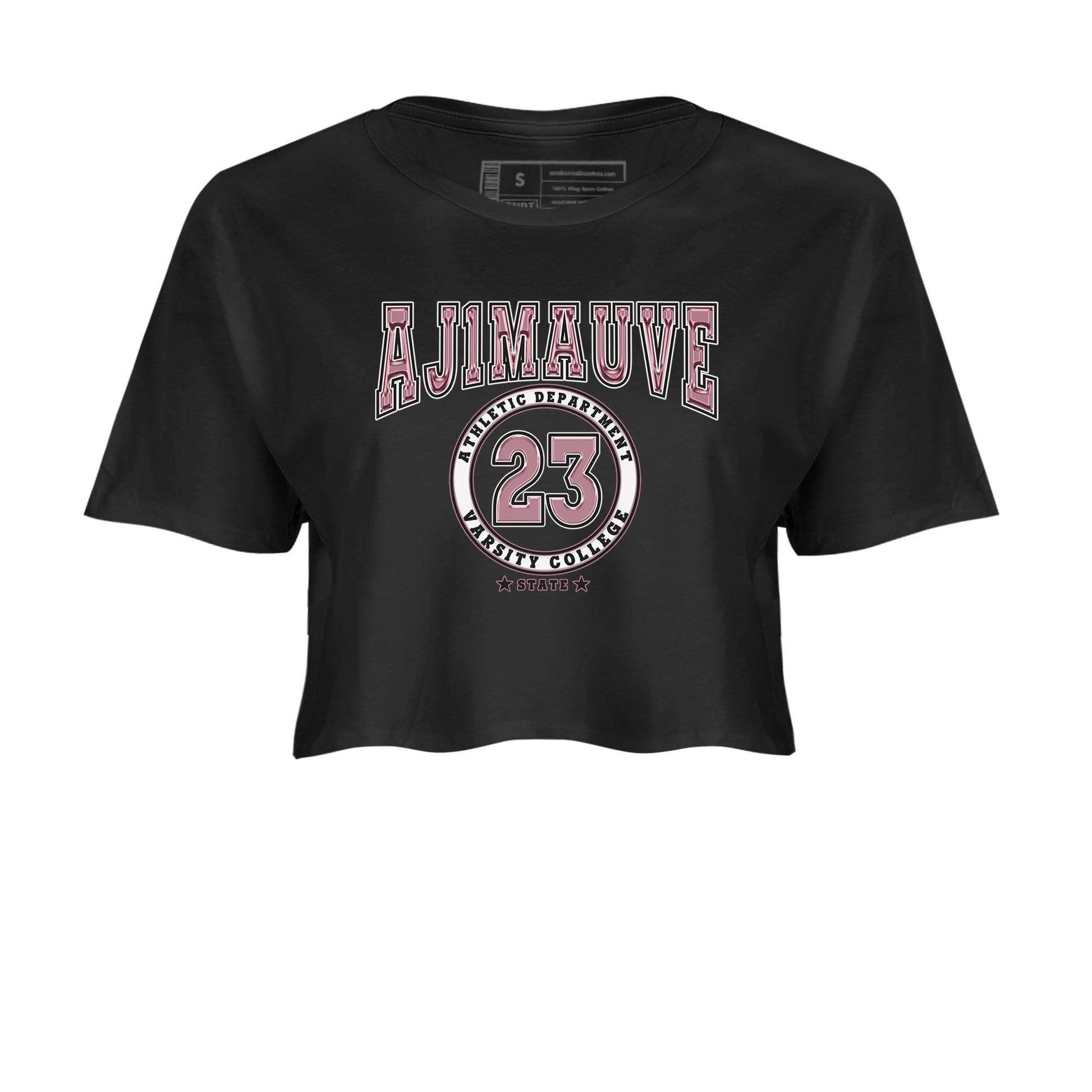 Air Jordan 1 Mauve shirt to match jordans Varsity sneaker tees AJ1 Mauve SNRT Sneaker Tees Sneaker Matching Clothing Brand Black 2 Crop T-Shirt