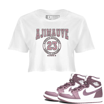Air Jordan 1 Mauve shirt to match jordans Varsity sneaker tees AJ1 Mauve SNRT Sneaker Tees Sneaker Matching Clothing Brand White 1 Crop T-Shirt