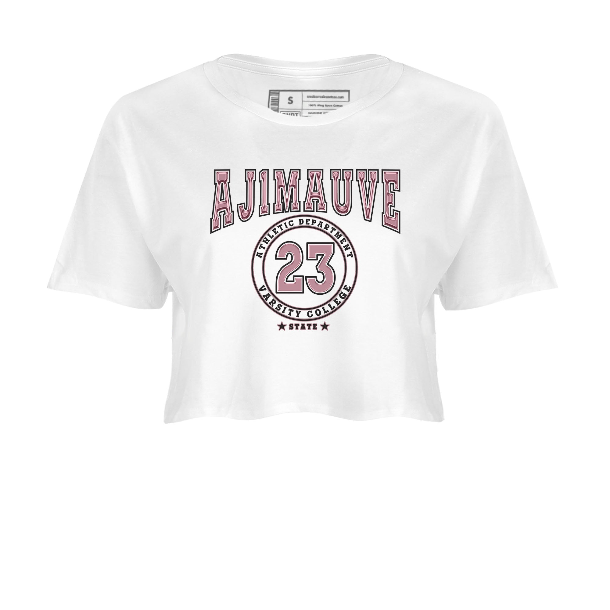 Air Jordan 1 Mauve shirt to match jordans Varsity sneaker tees AJ1 Mauve SNRT Sneaker Tees Sneaker Matching Clothing Brand White 2 Crop T-Shirt