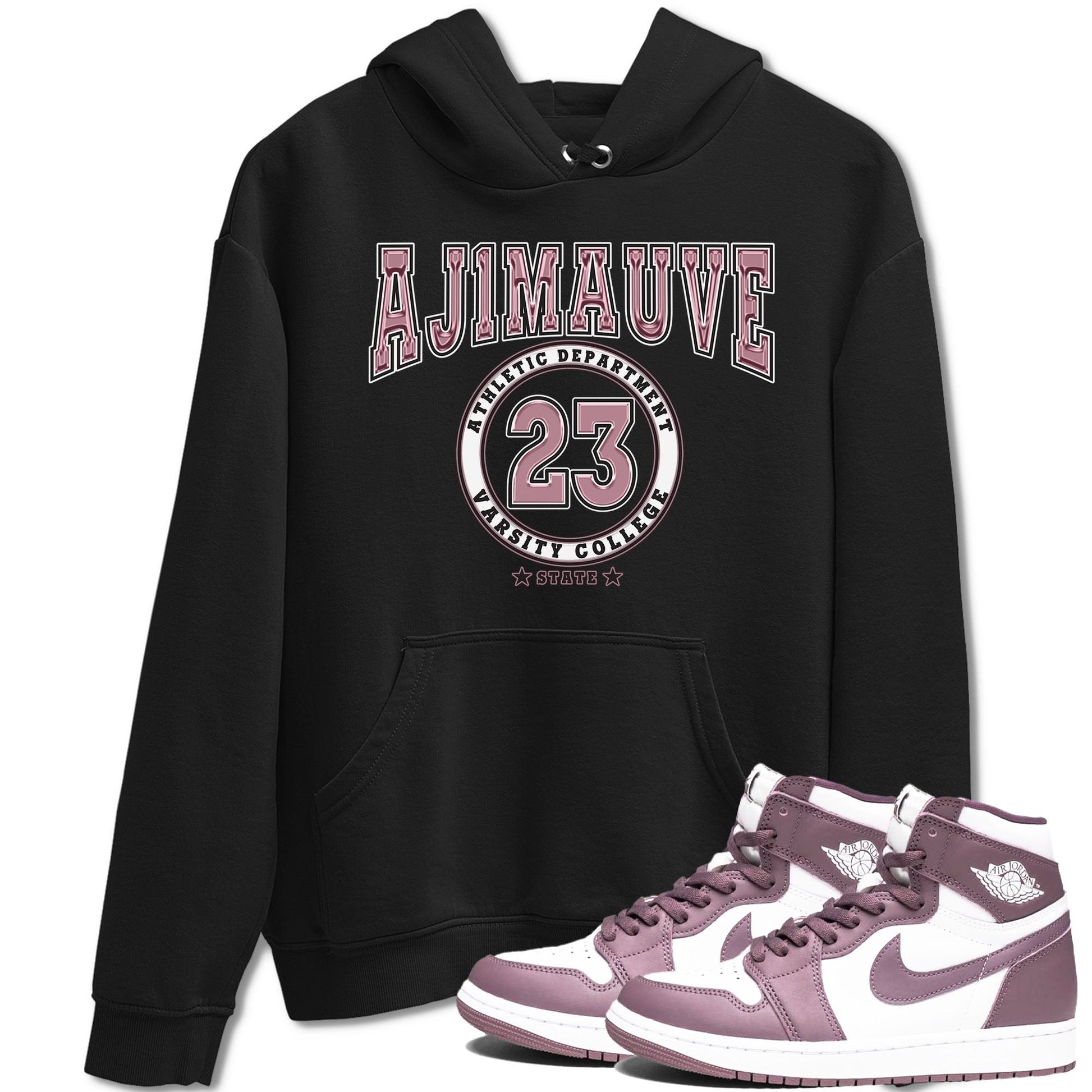 Air Jordan 1 Mauve shirt to match jordans Varsity sneaker tees AJ1 Mauve SNRT Sneaker Tees Sneaker Matching Clothing Brand Unisex Sneaker Tee Black 1 T-Shirt