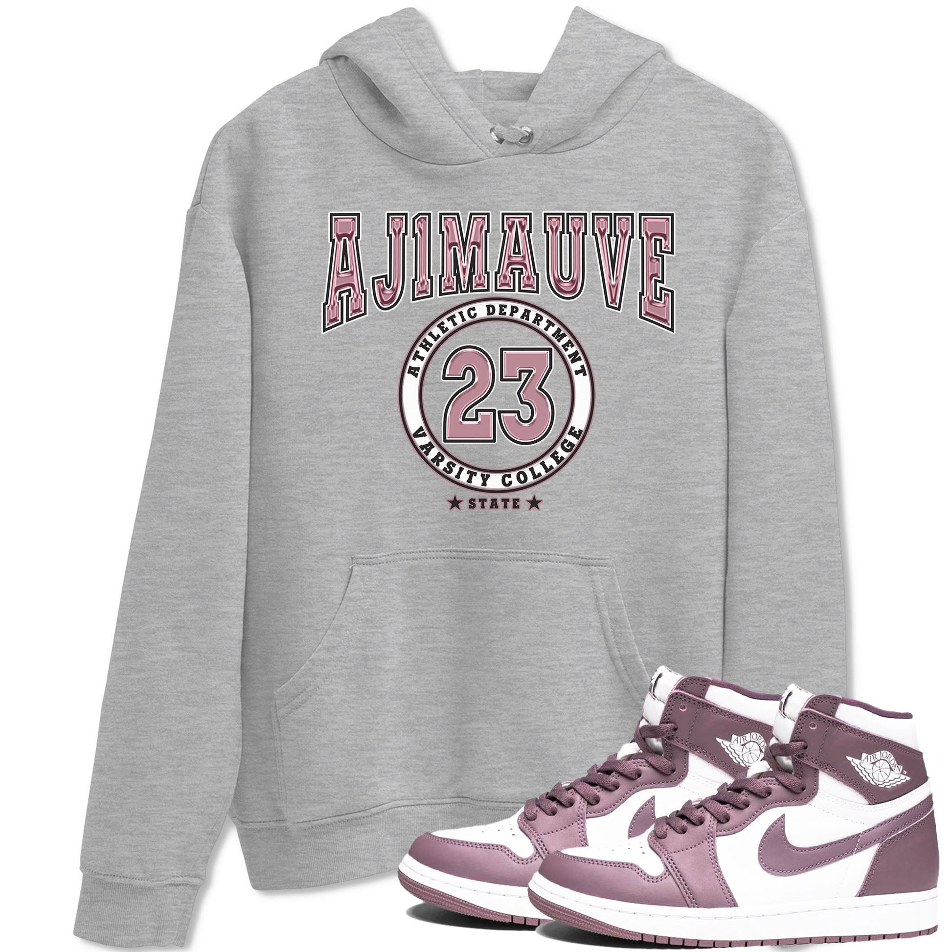 Air Jordan 1 Mauve shirt to match jordans Varsity sneaker tees AJ1 Mauve SNRT Sneaker Tees Sneaker Matching Clothing Brand Unisex Sneaker Tee Heather Grey 1 T-Shirt