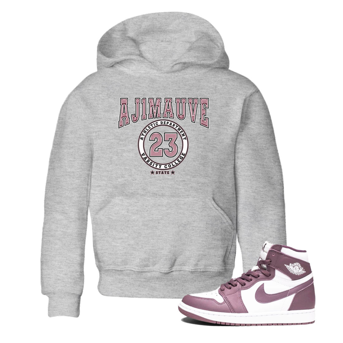 Air Jordan 1 Mauve shirt to match jordans Varsity sneaker tees AJ1 Mauve SNRT Sneaker Tees Sneaker Matching Clothing Brand Baby Toddler Heather Grey 1 T-Shirt