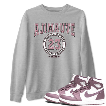 Air Jordan 1 Mauve shirt to match jordans Varsity sneaker tees AJ1 Mauve SNRT Sneaker Tees Sneaker Matching Clothing Brand Unisex Sneaker Tee Heather Grey 1 T-Shirt