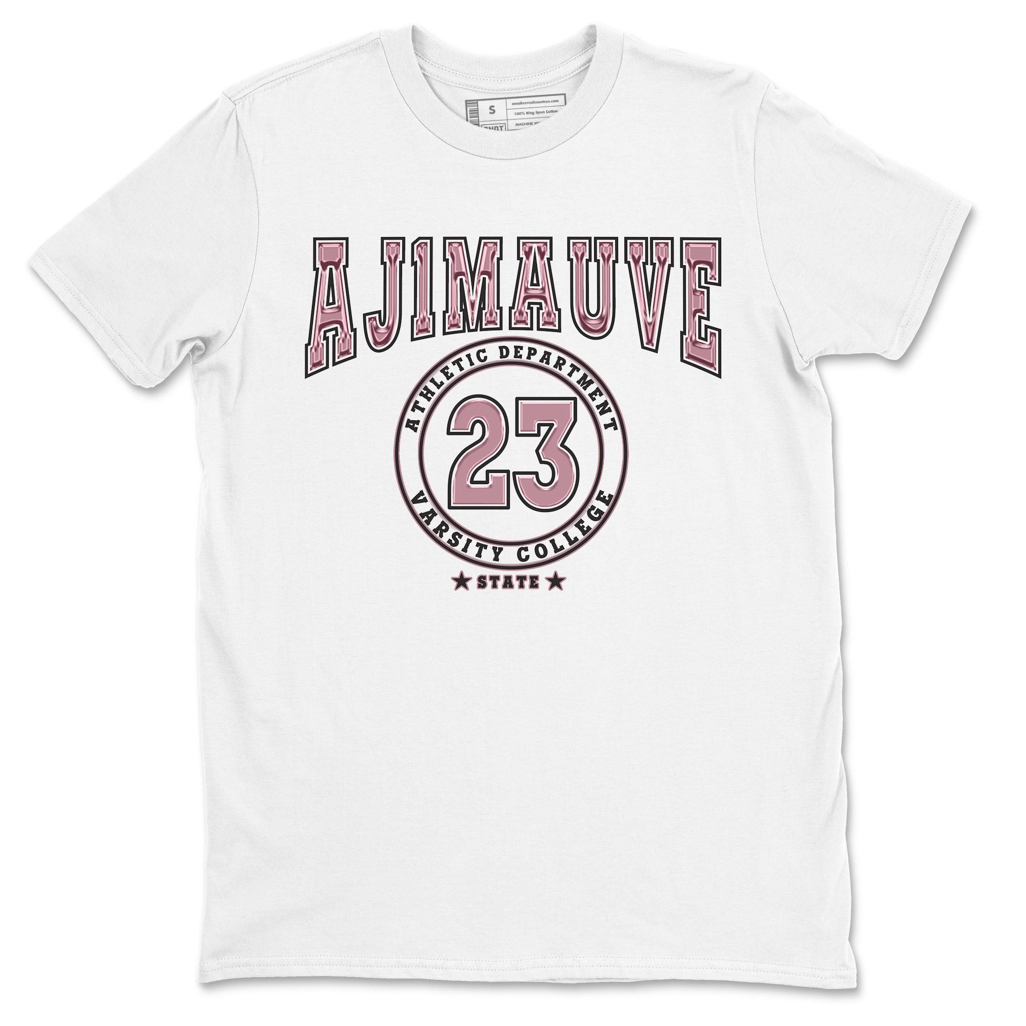 Air Jordan 1 Mauve shirt to match jordans Varsity sneaker tees AJ1 Mauve SNRT Sneaker Tees Sneaker Matching Clothing Brand Unisex Sneaker Tee White 2 T-Shirt