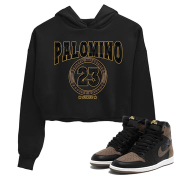 Air Jordan 1 Palomino shirt to match jordans Varsity sneaker tees Crew Neck Jordan 1 Retro High OG Palomino SNRT Sneaker Release Tees Black 1 Crop T-Shirt