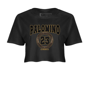 Air Jordan 1 Palomino shirt to match jordans Varsity sneaker tees Crew Neck Jordan 1 Retro High OG Palomino SNRT Sneaker Release Tees Black 2 Crop T-Shirt