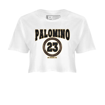 Air Jordan 1 Palomino shirt to match jordans Varsity sneaker tees Crew Neck Jordan 1 Retro High OG Palomino SNRT Sneaker Release Tees White 2 Crop T-Shirt