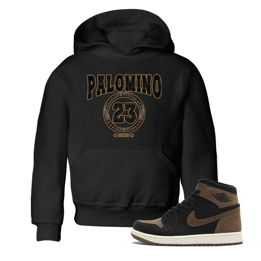 Air Jordan 1 Palomino shirt to match jordans Varsity sneaker tees Crew Neck Jordan 1 Retro High OG Palomino SNRT Sneaker Release Tees Baby Toddler Black 1 T-Shirt