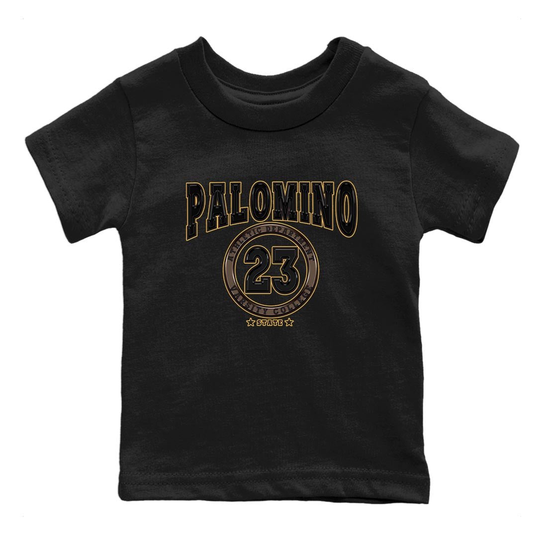 Air Jordan 1 Palomino shirt to match jordans Varsity sneaker tees Crew Neck Jordan 1 Retro High OG Palomino SNRT Sneaker Release Tees Baby Toddler Black 2 T-Shirt