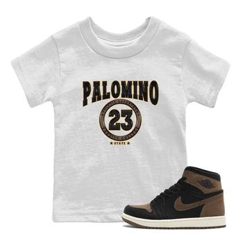 Air Jordan 1 Palomino shirt to match jordans Varsity sneaker tees Crew Neck Jordan 1 Retro High OG Palomino SNRT Sneaker Release Tees Baby Toddler White 1 T-Shirt