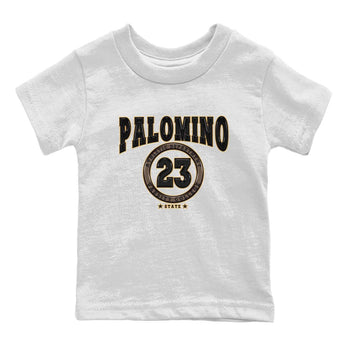 Air Jordan 1 Palomino shirt to match jordans Varsity sneaker tees Crew Neck Jordan 1 Retro High OG Palomino SNRT Sneaker Release Tees Baby Toddler White 2 T-Shirt