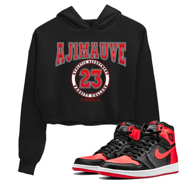 Air Jordan 1 Satin Bred shirt to match jordans Varsity sneaker tees AJ1 Retro Satin Bred SNRT Sneaker Tees Sneaker Matching Clothing Brand Black 1 Crop T-Shirt
