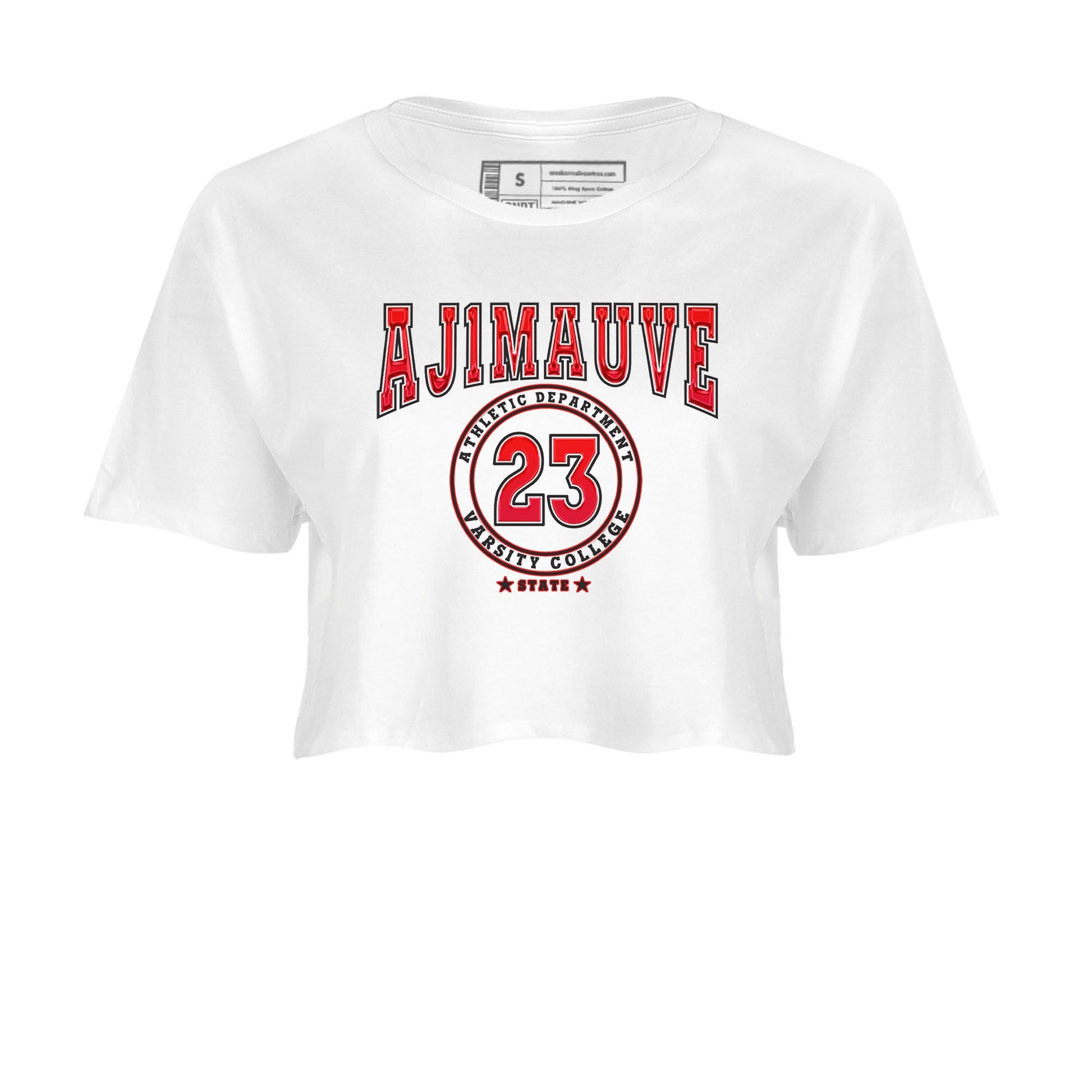 Air Jordan 1 Satin Bred shirt to match jordans Varsity sneaker tees AJ1 Retro Satin Bred SNRT Sneaker Tees Sneaker Matching Clothing Brand White 2 Crop T-Shirt