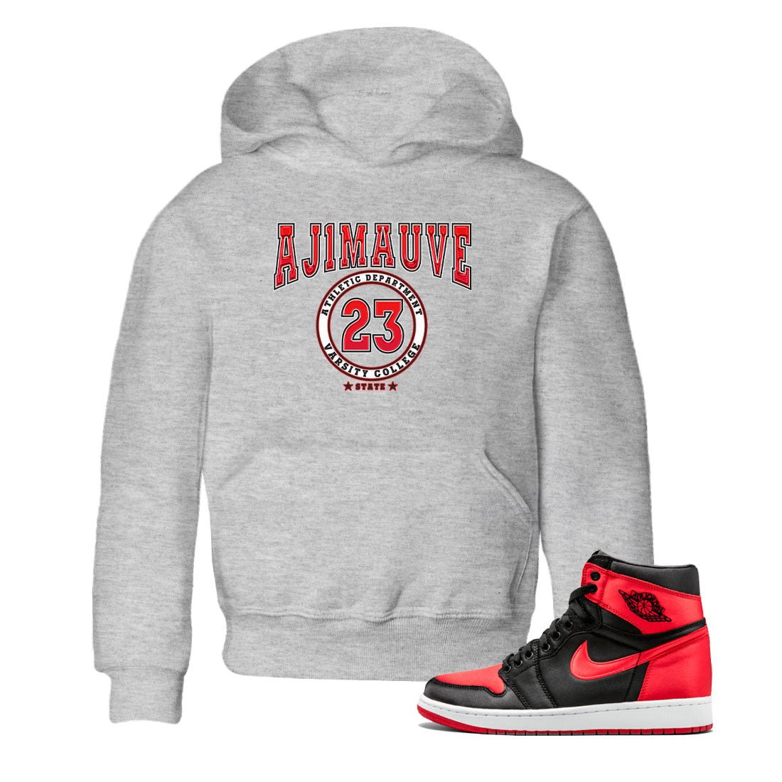 Air Jordan 1 Satin Bred shirt to match jordans Varsity sneaker tees AJ1 Retro Satin Bred SNRT Sneaker Tees Sneaker Matching Clothing Brand Baby Toddler Heather Grey 1 T-Shirt
