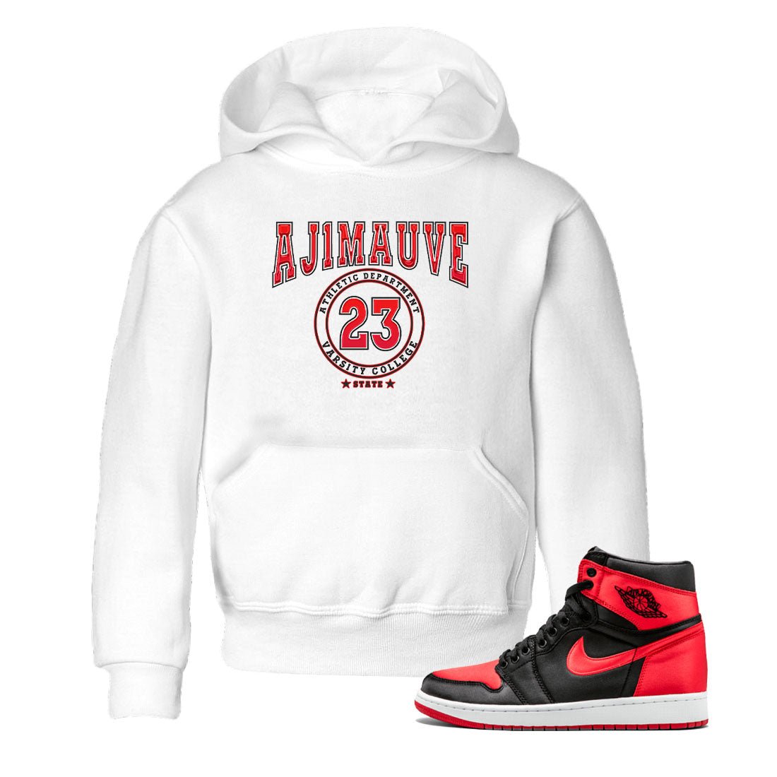 Air Jordan 1 Satin Bred shirt to match jordans Varsity sneaker tees AJ1 Retro Satin Bred SNRT Sneaker Tees Sneaker Matching Clothing Brand Baby Toddler White 1 T-Shirt