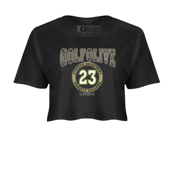 Jordan 1 Low X Travis Scott Golf Olive shirt to match jordans Varsity sneaker release tees Air Jordan 1 Travis Scott Golf Olive SNRT Sneaker Tees Black 2 Crop T-Shirt