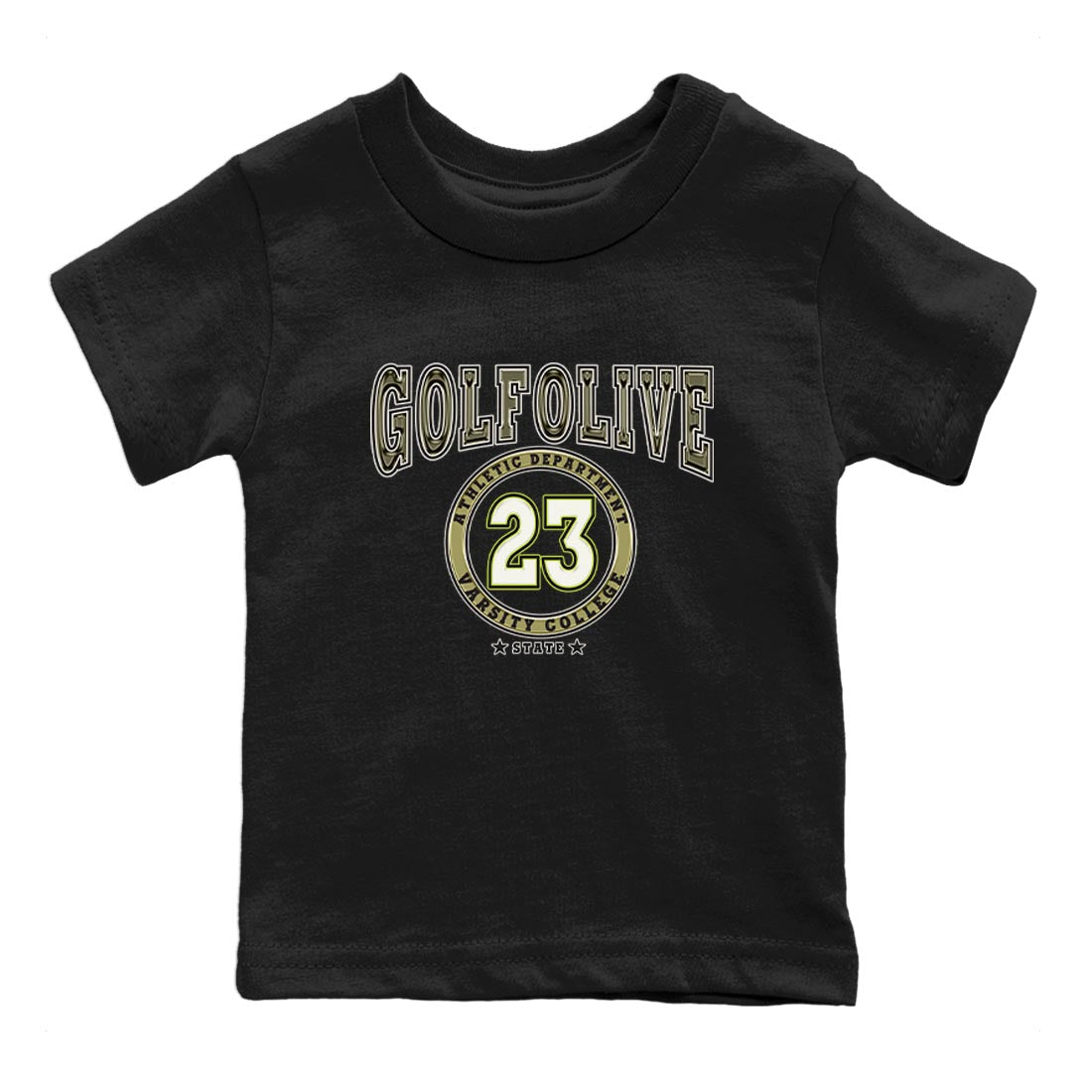 Jordan 1 Low X Travis Scott Golf Olive shirt to match jordans Varsity sneaker release tees Air Jordan 1 Travis Scott Golf Olive SNRT Sneaker Tees Baby Toddler Black 2 T-Shirt