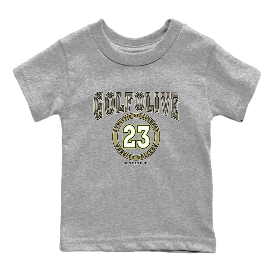 Jordan 1 Low X Travis Scott Golf Olive shirt to match jordans Varsity sneaker release tees Air Jordan 1 Travis Scott Golf Olive SNRT Sneaker Tees Baby Toddler Heather Grey 2 T-Shirt