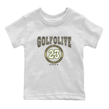 Jordan 1 Low X Travis Scott Golf Olive shirt to match jordans Varsity sneaker release tees Air Jordan 1 Travis Scott Golf Olive SNRT Sneaker Tees Baby Toddler White 2 T-Shirt