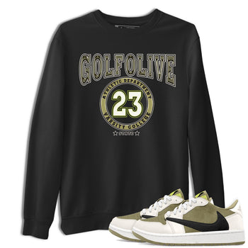 Jordan 1 Low X Travis Scott Golf Olive shirt to match jordans Varsity sneaker release tees Air Jordan 1 Travis Scott Golf Olive SNRT Sneaker Tees Unisex Streetwear Clothing Black 1 T-Shirt