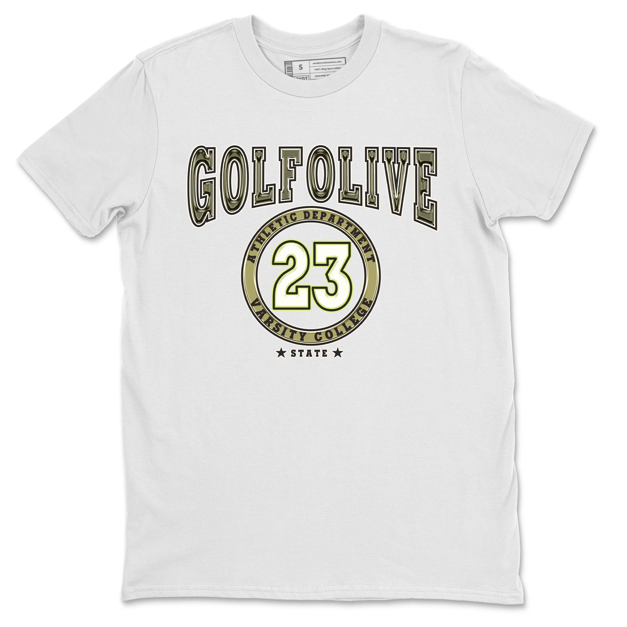 Jordan 1 Low X Travis Scott Golf Olive shirt to match jordans Varsity sneaker release tees Air Jordan 1 Travis Scott Golf Olive SNRT Sneaker Tees Unisex Streetwear Clothing White 2 T-Shirt