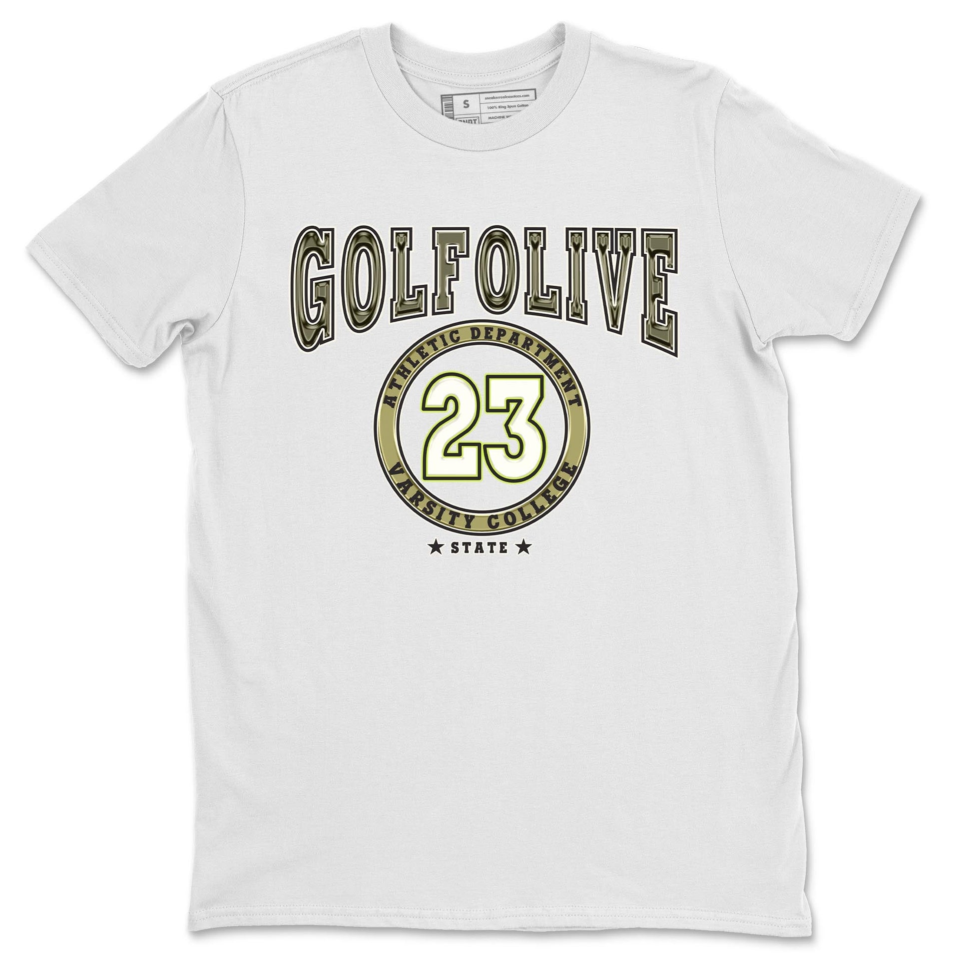 Jordan 1 Low X Travis Scott Golf Olive shirt to match jordans Varsity sneaker release tees Air Jordan 1 Travis Scott Golf Olive SNRT Sneaker Tees Unisex Streetwear Clothing White 2 T-Shirt