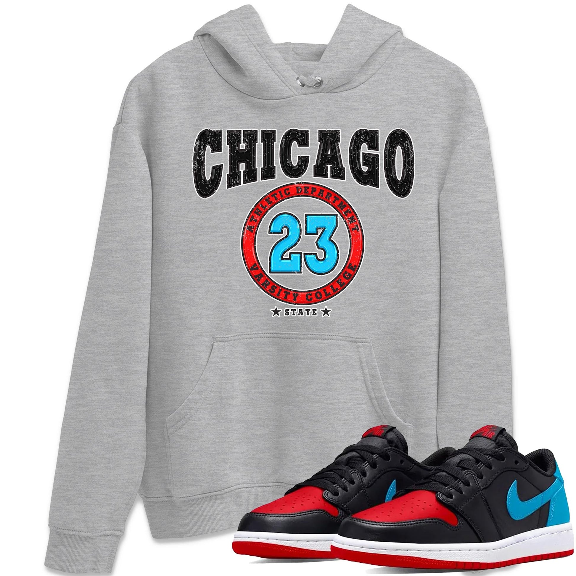 Air Jordan 1 Low UNC to Chicago shirt to match jordans Varsity sneaker tees Air Jordan 1 UNC to Chicago SNRT Sneaker Release Tees Unisex Heather Grey 1 T-Shirt