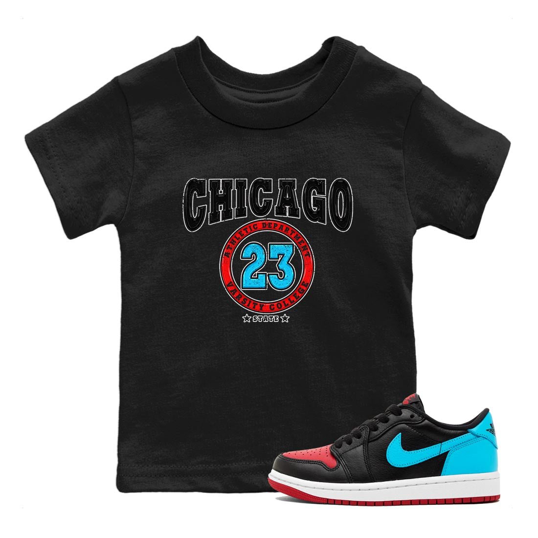 Air Jordan 1 Low UNC to Chicago shirt to match jordans Varsity sneaker tees Air Jordan 1 UNC to Chicago SNRT Sneaker Release Tees Baby Toddler Black 1 T-Shirt