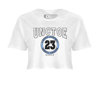 Air Jordan 1 Retro High OG University Blue shirt to match jordans Varsity sneaker tees Air Jordan 1 UNC Toe SNRT Sneaker Release Tees White 2 Crop T-Shirt