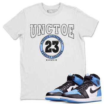 Air Jordan 1 Retro High OG University Blue shirt to match jordans Varsity sneaker tees Air Jordan 1 UNC Toe SNRT Sneaker Release Tees Unisex White 1 T-Shirt