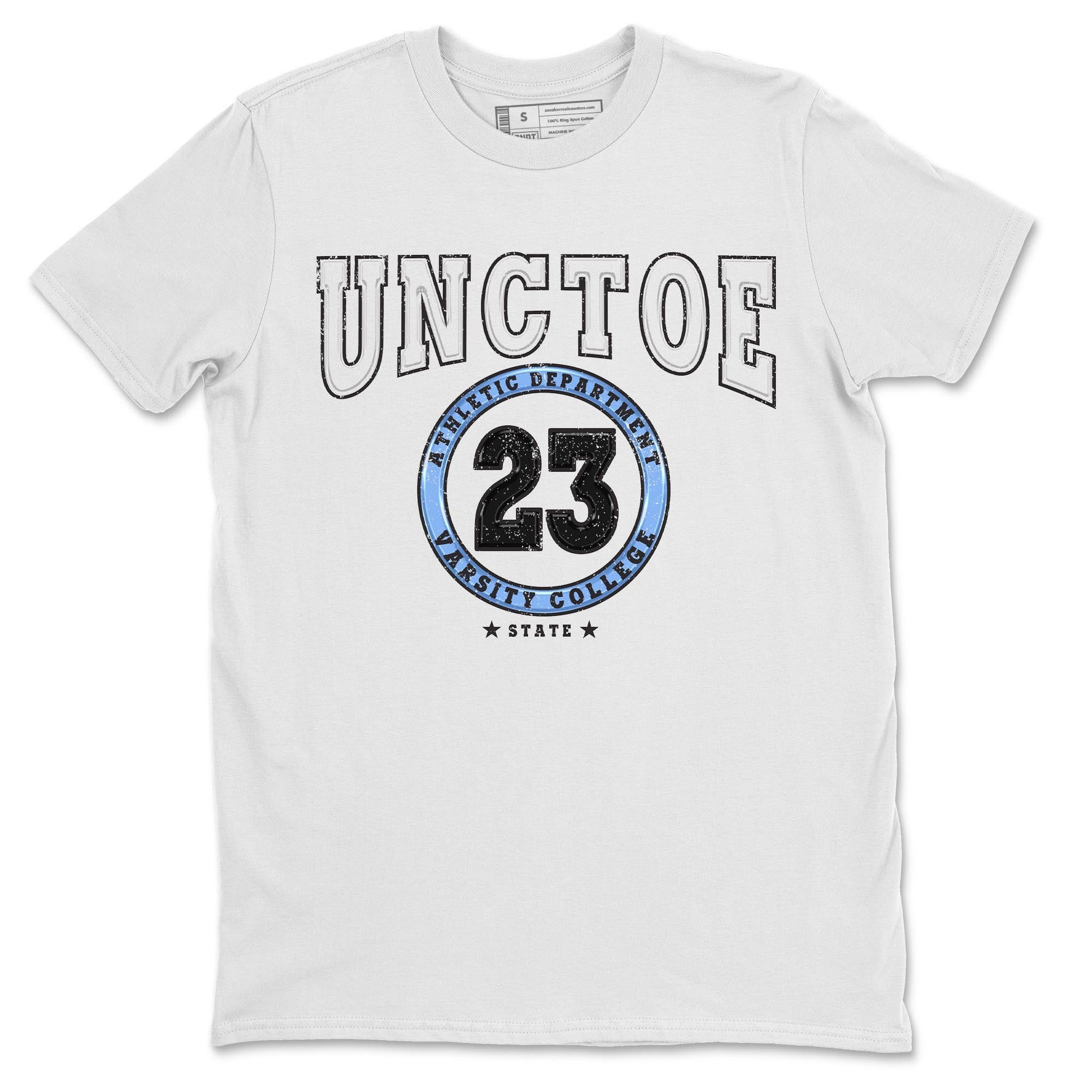 Air Jordan 1 Retro High OG University Blue shirt to match jordans Varsity sneaker tees Air Jordan 1 UNC Toe SNRT Sneaker Release Tees Unisex White 2 T-Shirt
