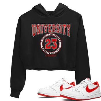 1s Low University Red shirt to match jordans Varsity sneaker tees Air Jordan 1 University Red SNRT Sneaker Tees Sneaker Matching Clothing Brand Black 1 Crop T-Shirt