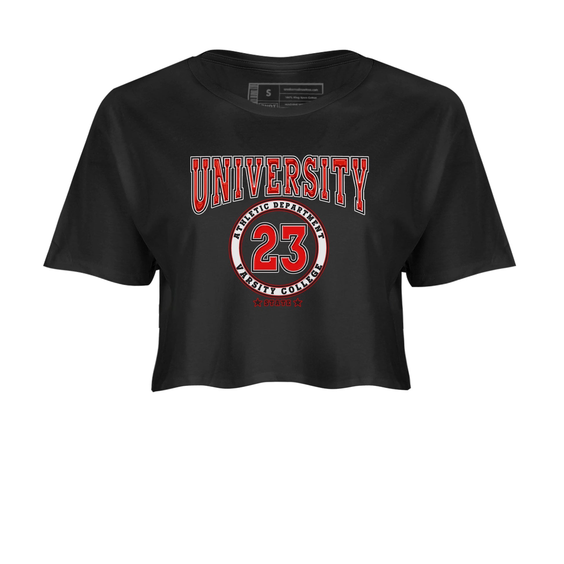 1s Low University Red shirt to match jordans Varsity sneaker tees Air Jordan 1 University Red SNRT Sneaker Tees Sneaker Matching Clothing Brand Black 2 Crop T-Shirt