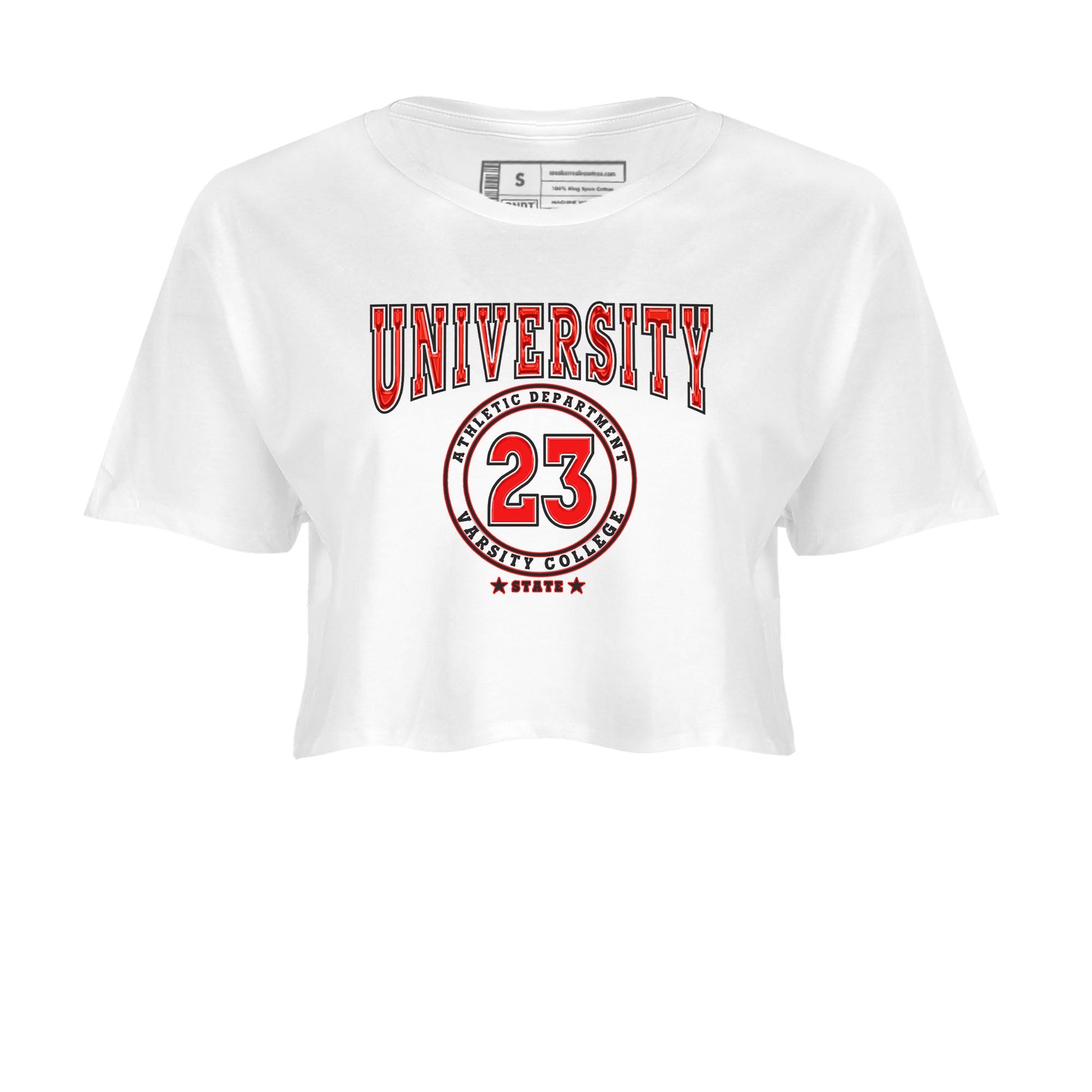 1s Low University Red shirt to match jordans Varsity sneaker tees Air Jordan 1 University Red SNRT Sneaker Tees Sneaker Matching Clothing Brand White 2 Crop T-Shirt