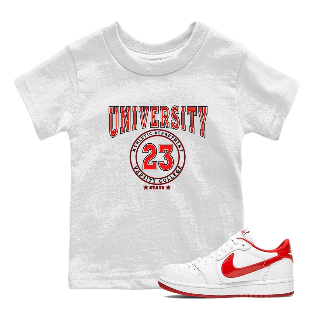 1s Low University Red shirt to match jordans Varsity sneaker tees Air Jordan 1 University Red SNRT Sneaker Tees Sneaker Matching Clothing Brand Baby Toddler White 1 T-Shirt