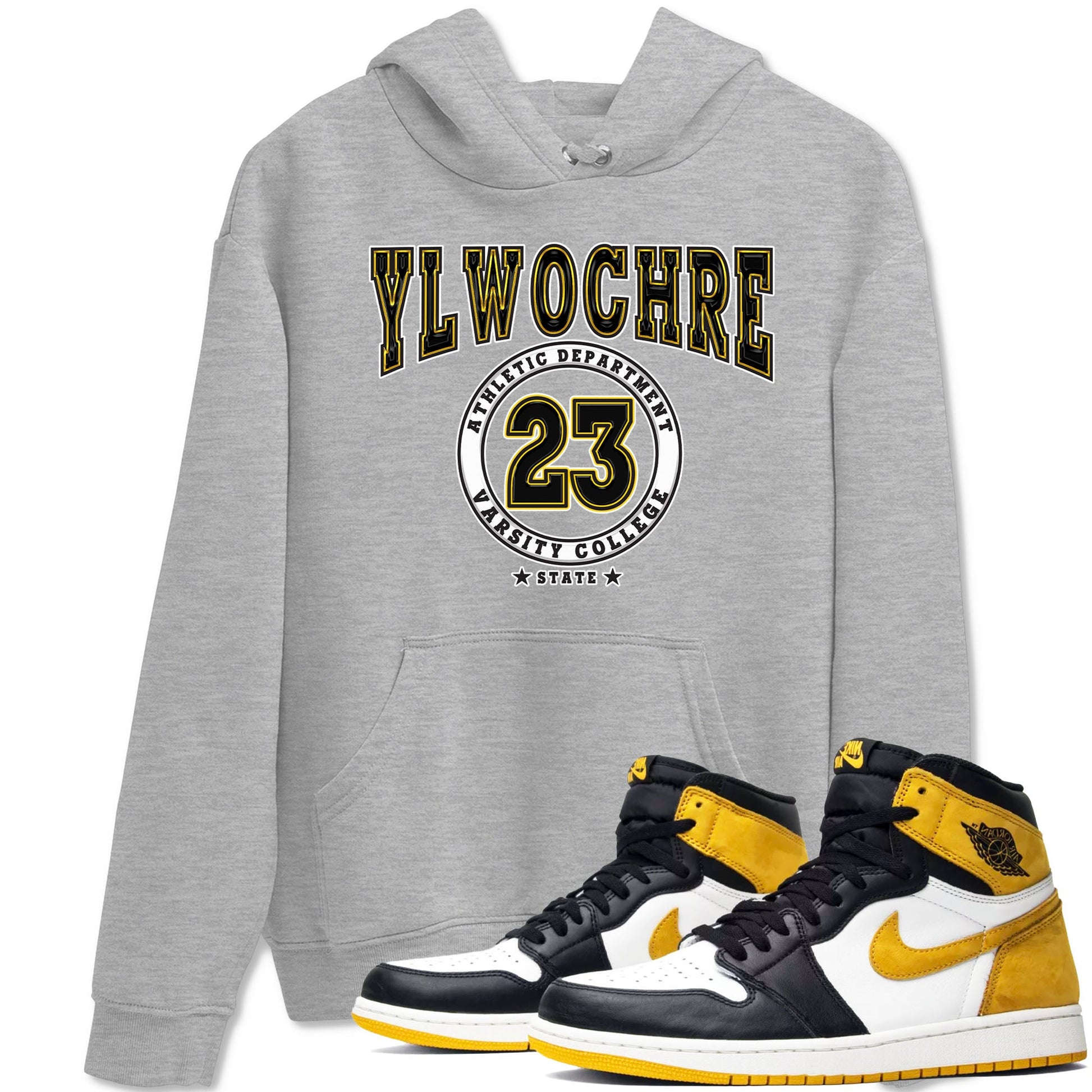 1s Yellow Ochre shirt to match jordans Varsity sneaker tees Air Jordan 1 High OG Yellow Ochre SNRT Sneaker Release Tees unisex cotton Heather Grey 1 crew neck shirt
