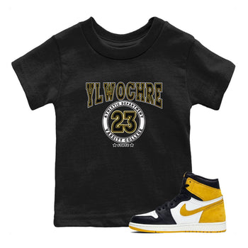 1s Yellow Ochre shirt to match jordans Varsity sneaker tees Air Jordan 1 High OG Yellow Ochre SNRT sneaker release tees baby toddler Black 1 cotton Shirt