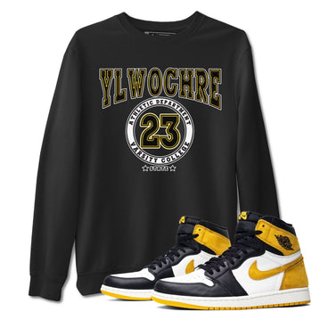1s Yellow Ochre shirt to match jordans Varsity sneaker tees Air Jordan 1 High OG Yellow Ochre SNRT Sneaker Release Tees unisex cotton Black 1 crew neck shirt