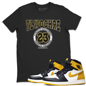 1s Yellow Ochre shirt to match jordans Varsity sneaker tees Air Jordan 1 High OG Yellow Ochre SNRT Sneaker Release Tees unisex cotton Black 1 crew neck shirt