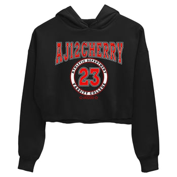 Jordan 12 Retro Cherry shirt to match jordans Varsity Red Varsity special sneaker matching tees 12s Cherry SNRT sneaker tees Black 2 Crop T-Shirt