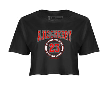 Jordan 12 Retro Cherry shirt to match jordans Varsity Red Varsity special sneaker matching tees 12s Cherry SNRT sneaker tees Black 2 Crop T-Shirt