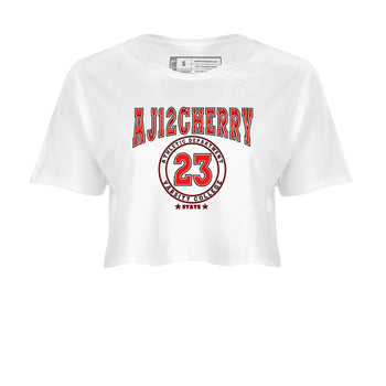 Jordan 12 Retro Cherry shirt to match jordans Varsity Red Varsity special sneaker matching tees 12s Cherry SNRT sneaker tees White 2 Crop T-Shirt